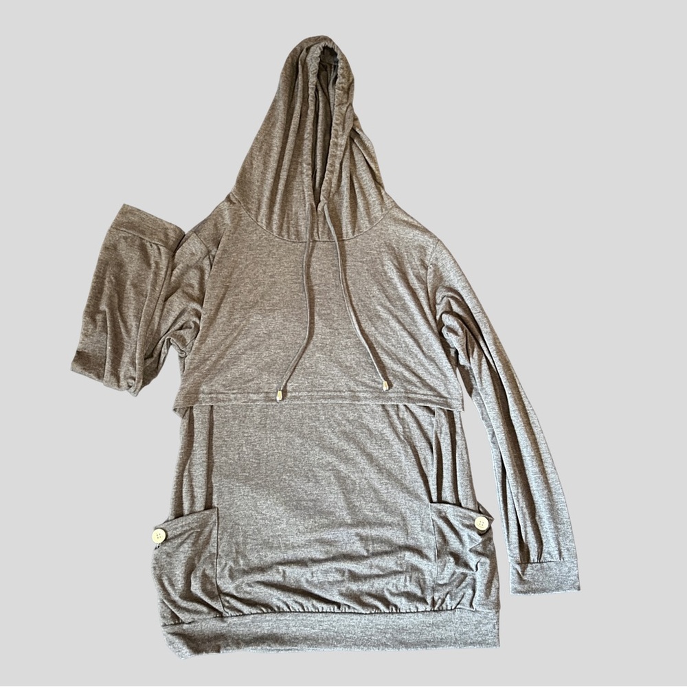NWOT Nursing Gray Hooded Top
